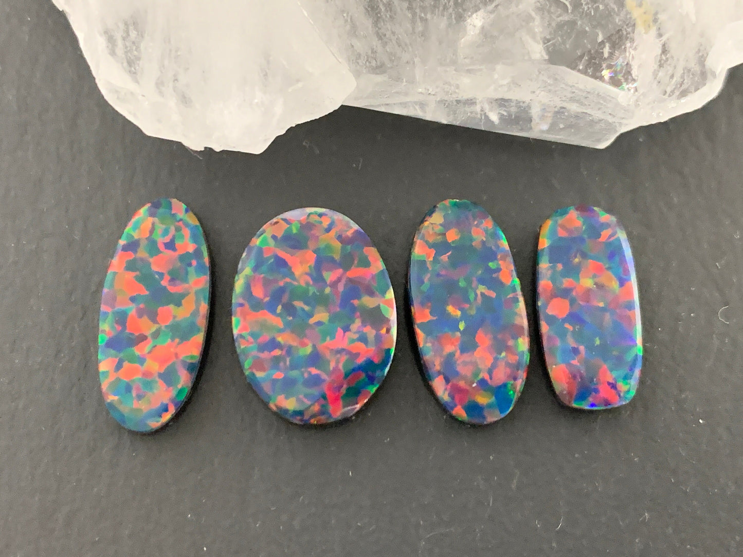 Aurora Opal oval 15-17mm long oval cabochon - Doublet cabochons