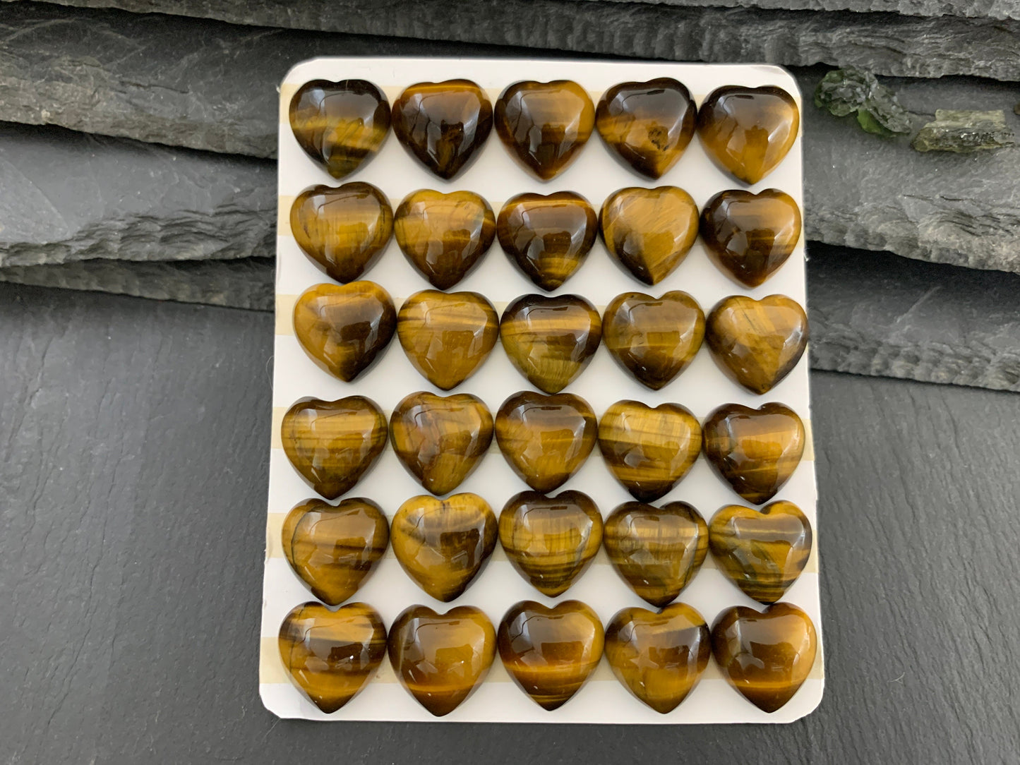 Tiger Eye heart 15x15mm cabochon - Calibrated cabochons