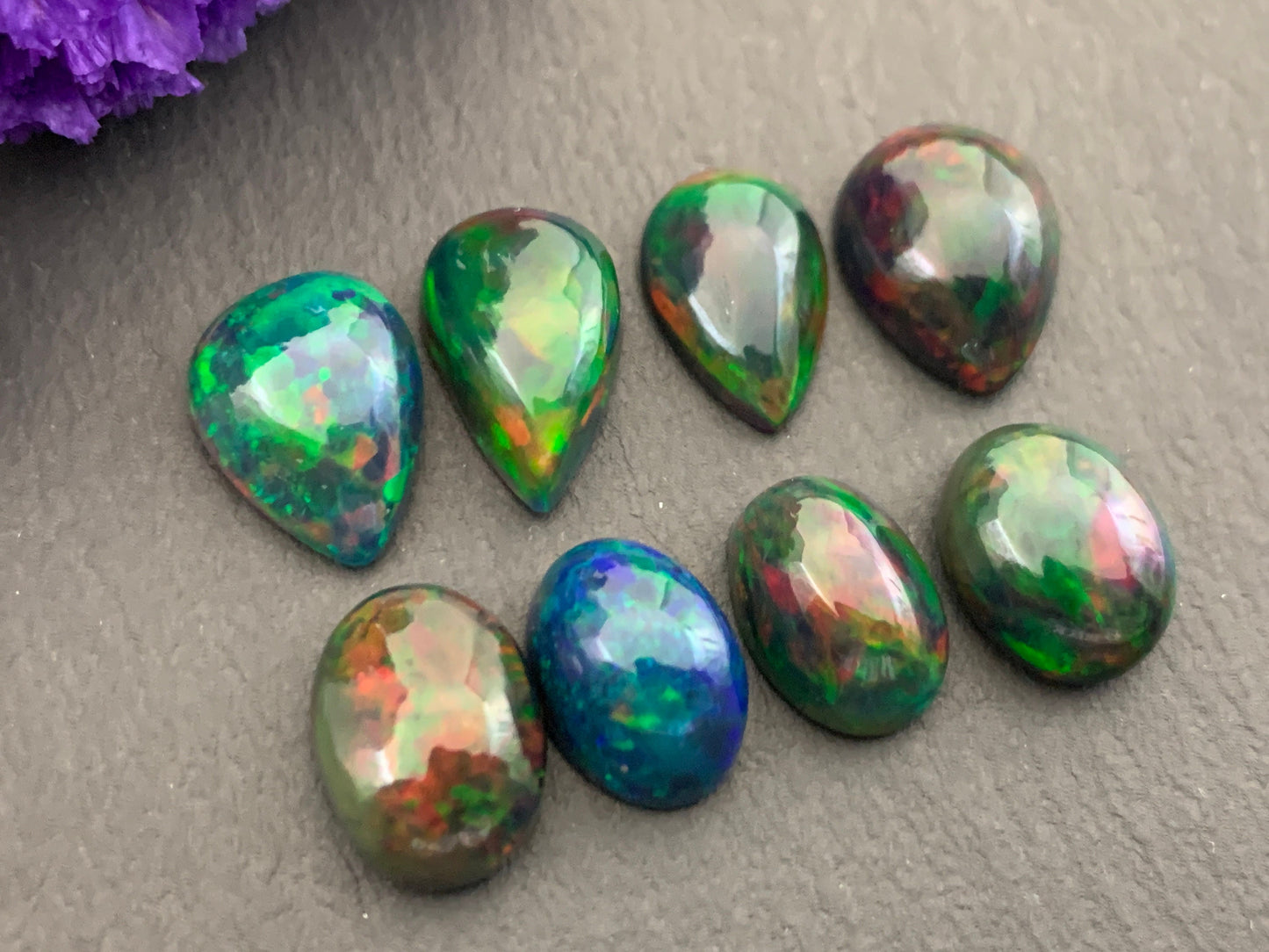 Black Ethiopian Opal 11-13mm cabochon