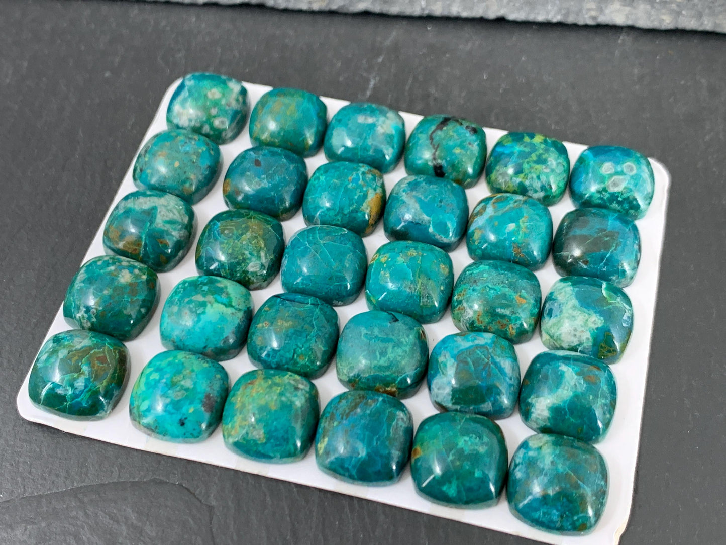 Chrysocolla square 12mm cabochon - Calibrated cabochons