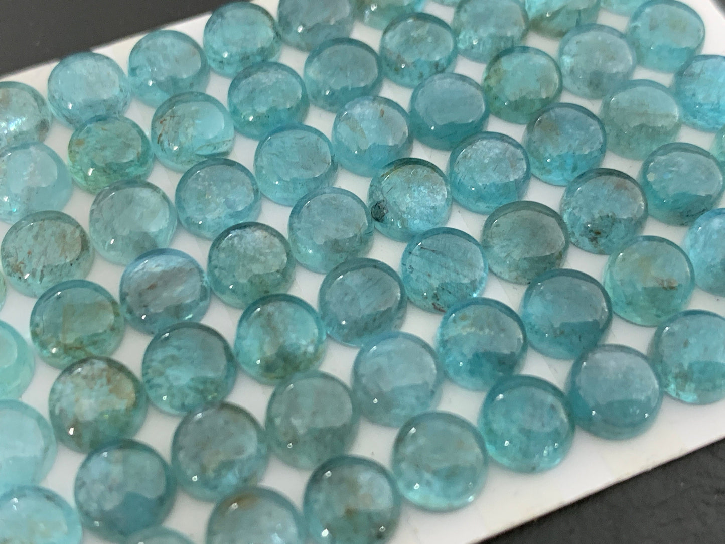 Blue Green Apatite round 6mm cabochon - Calibrated cabochons