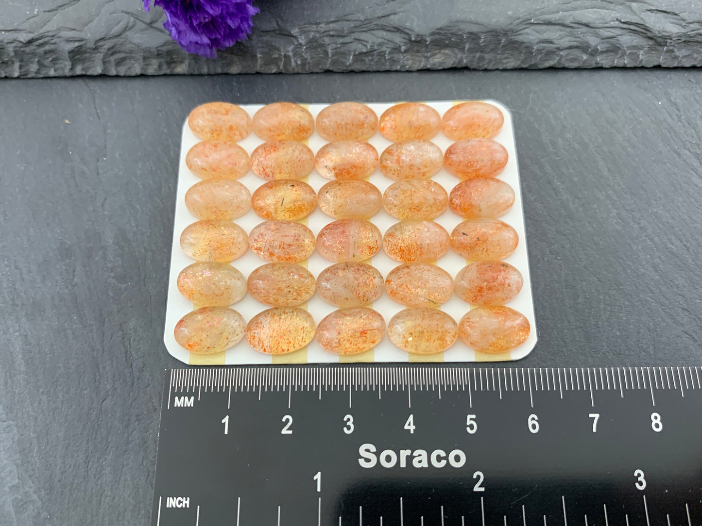 Sunstone Oval 8x12mm cabochon - Calibrated Cabochons