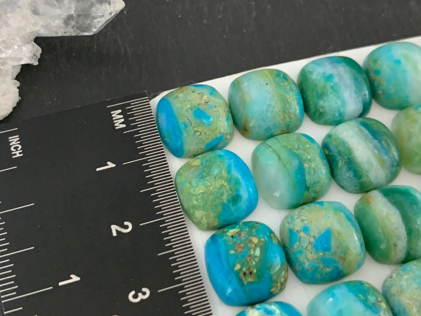 Opaline square 12mm cabochon - Calibrated cabochons