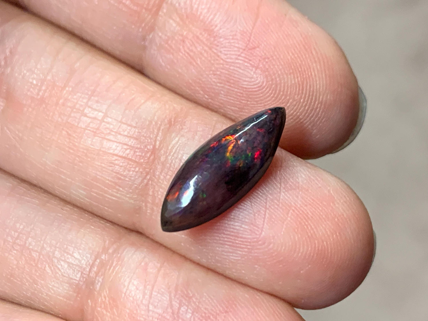 Black Ethiopian Opal marquise 7x17x4mm cabochon