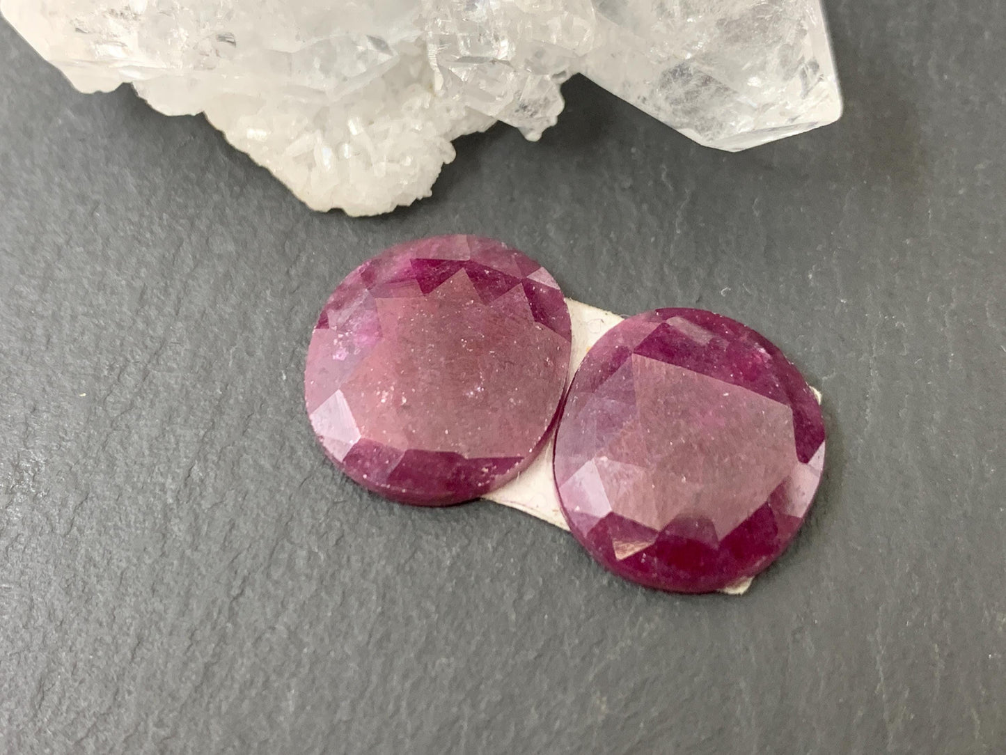 Faceted Ruby pair 13x15x3mm cabochon
