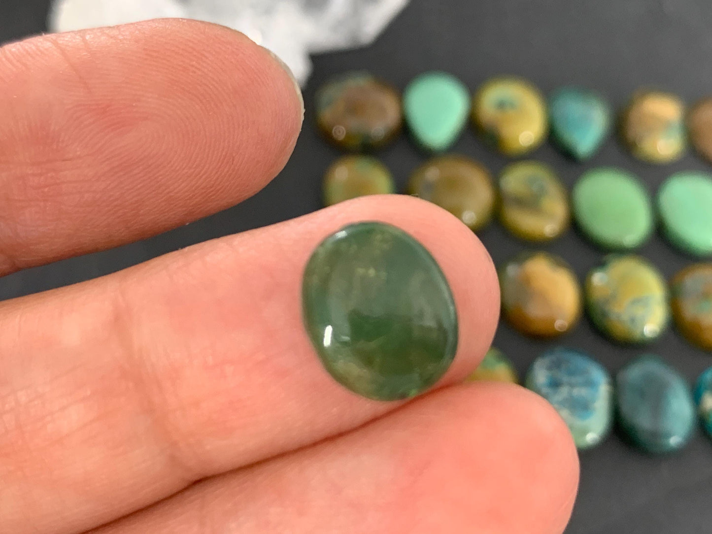 Tibetan Turquoise oval, pear 10-11mm long cabochon/ Select your cabochon