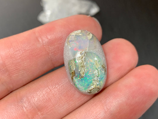 Ethiopian Opal Cabochon – Stabilized Welo Opal with Bright Play of Color - 17x23x8mm