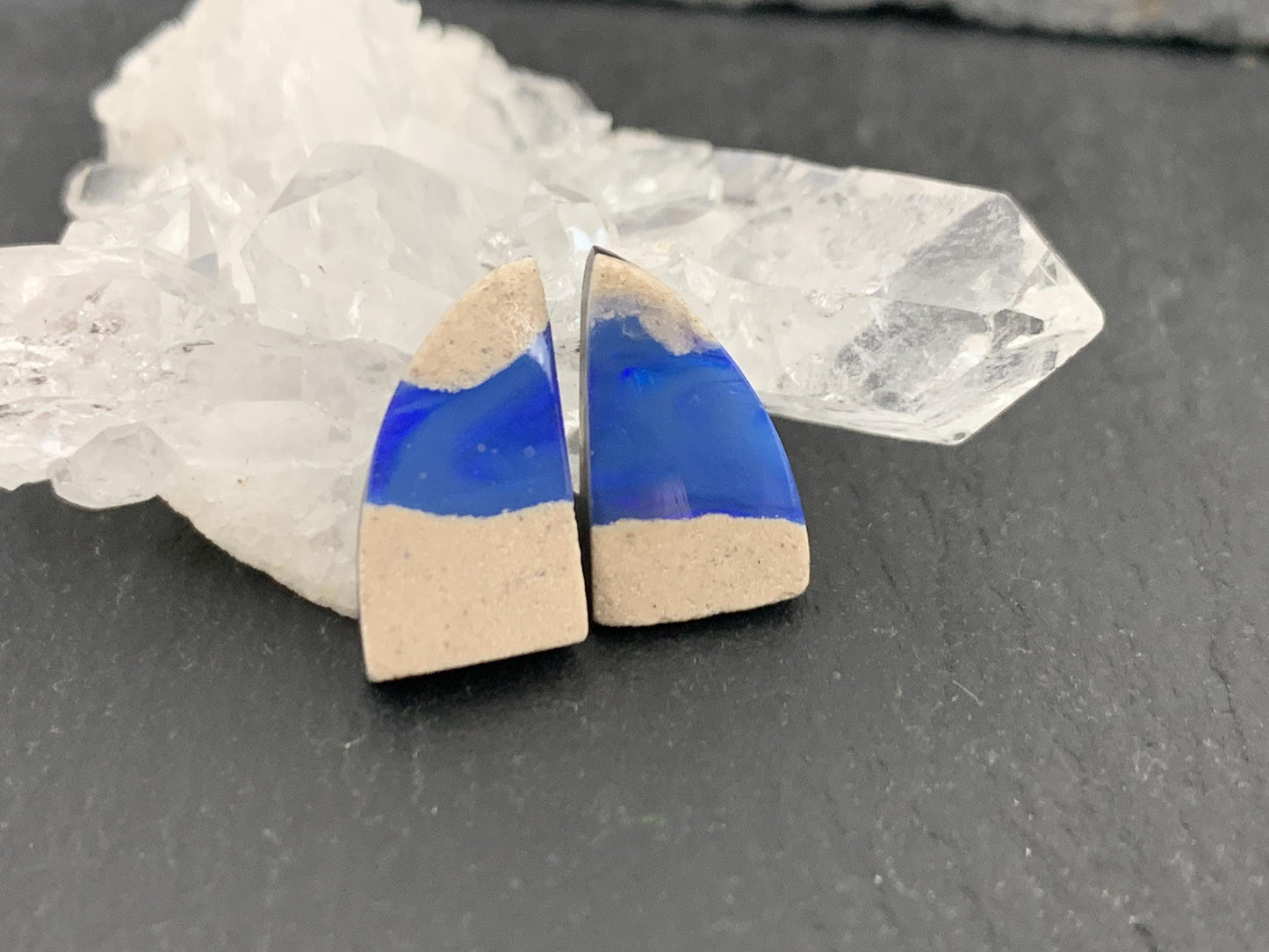 Australian Opal doublet 7x13x3mm pair of cabochons