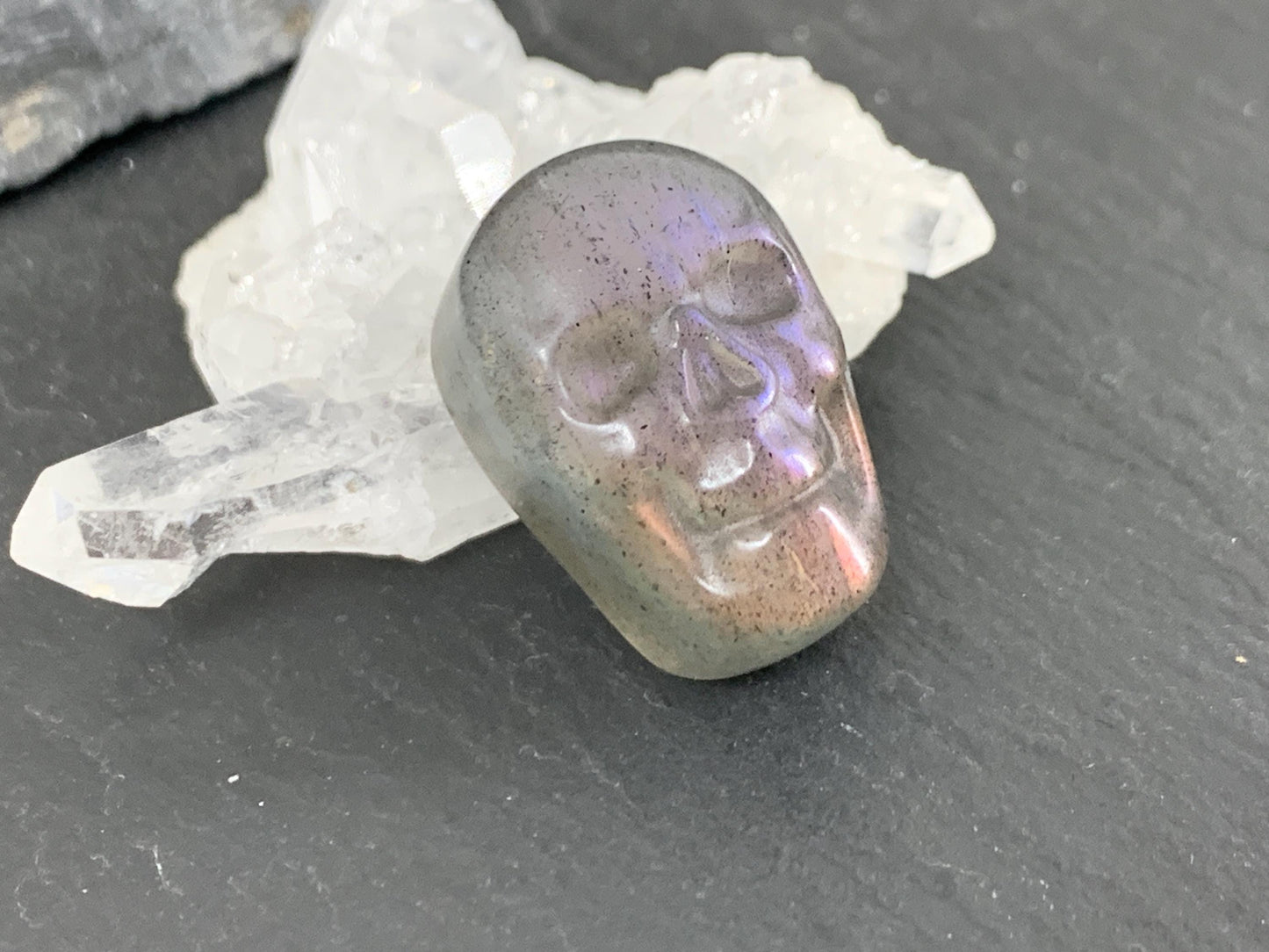 Labradorite Skull Cabochon 15x22mm Flat Back Gemstone Carving