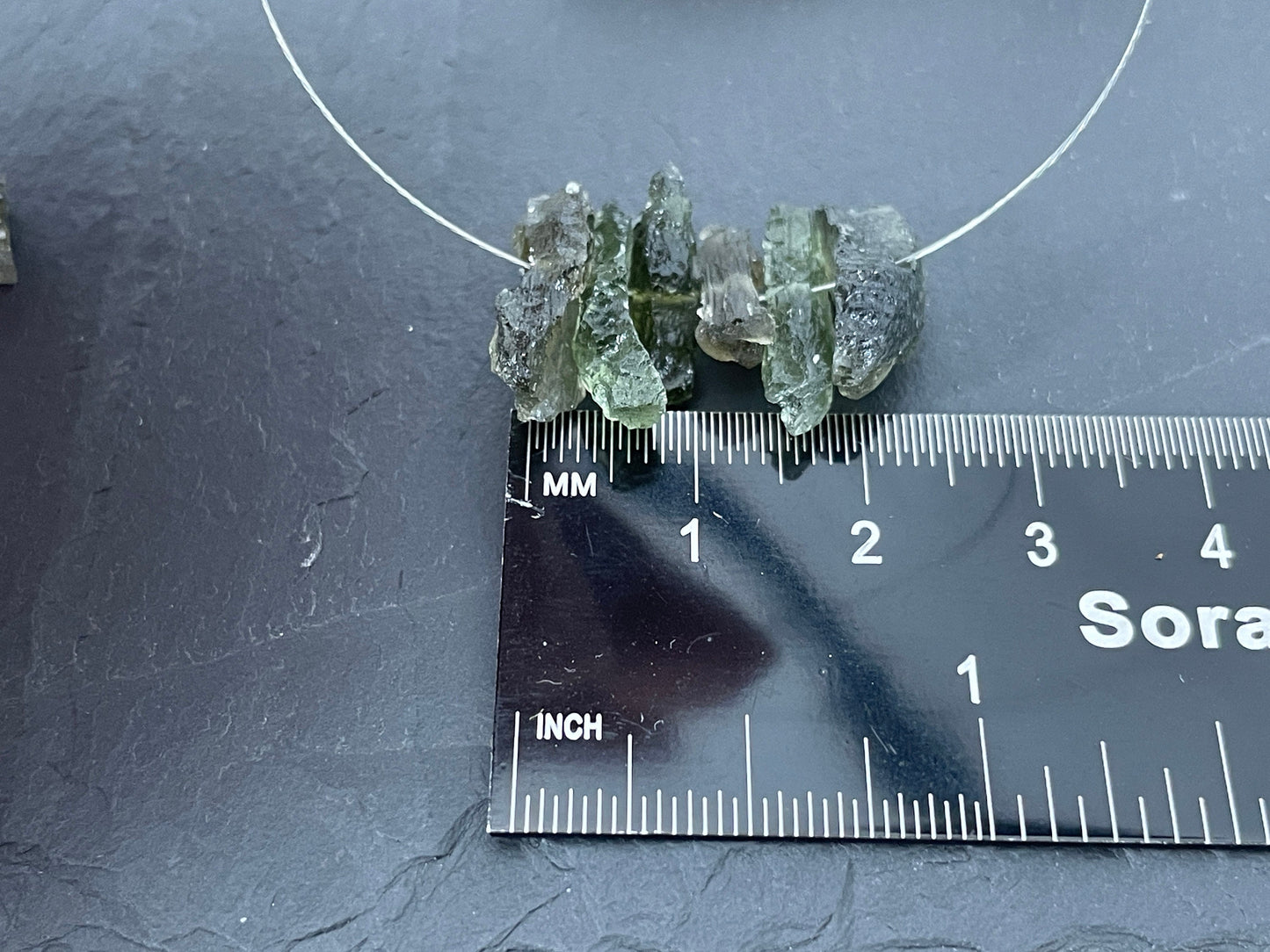 Raw Moldavite beads 14-19mm long - of of 6 beads