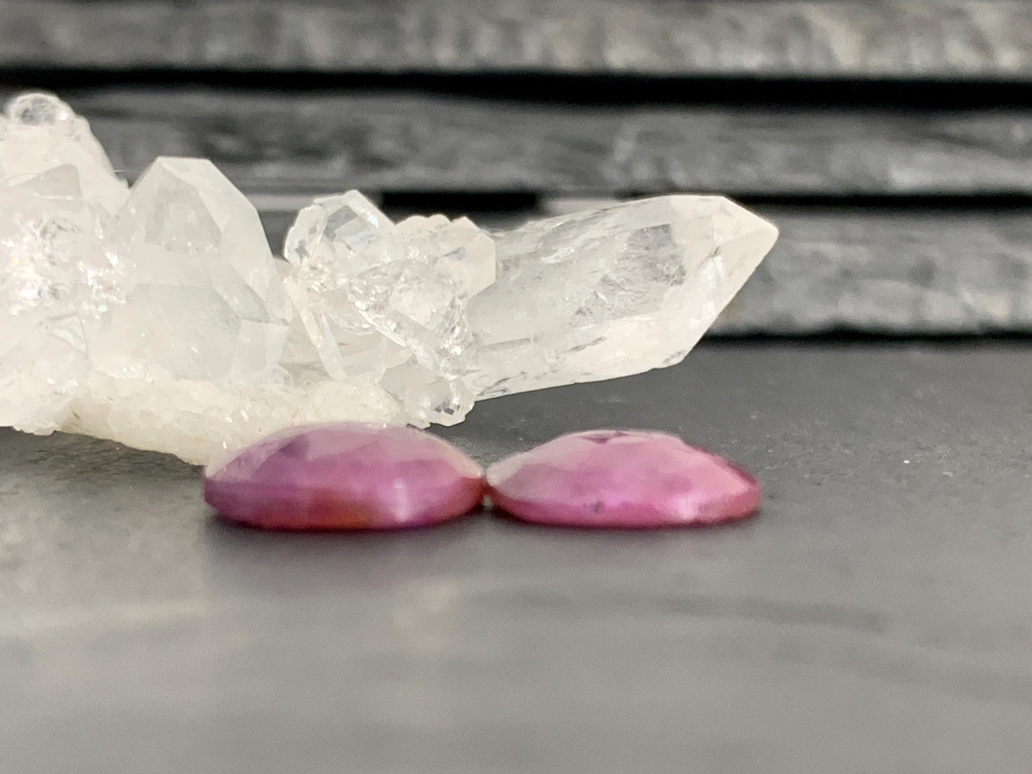 Faceted Ruby pair 10x12x2.5mm cabochon