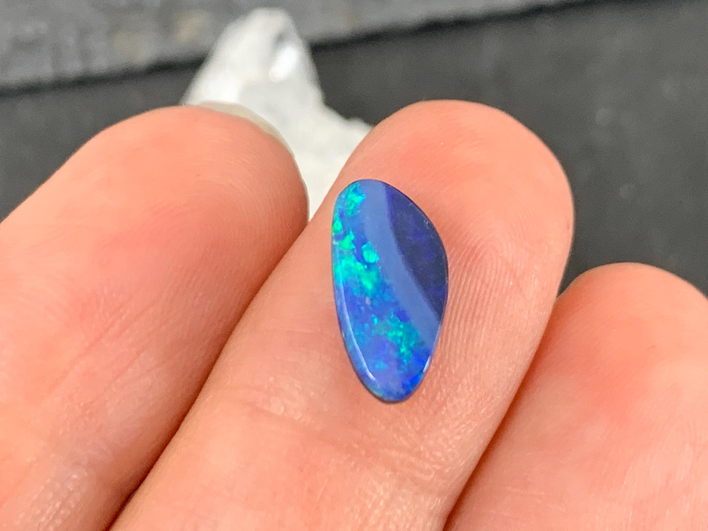 Natural Australian Opal Doublet 6x12x4mm Free Form Cabochon – Colorful Gemstone