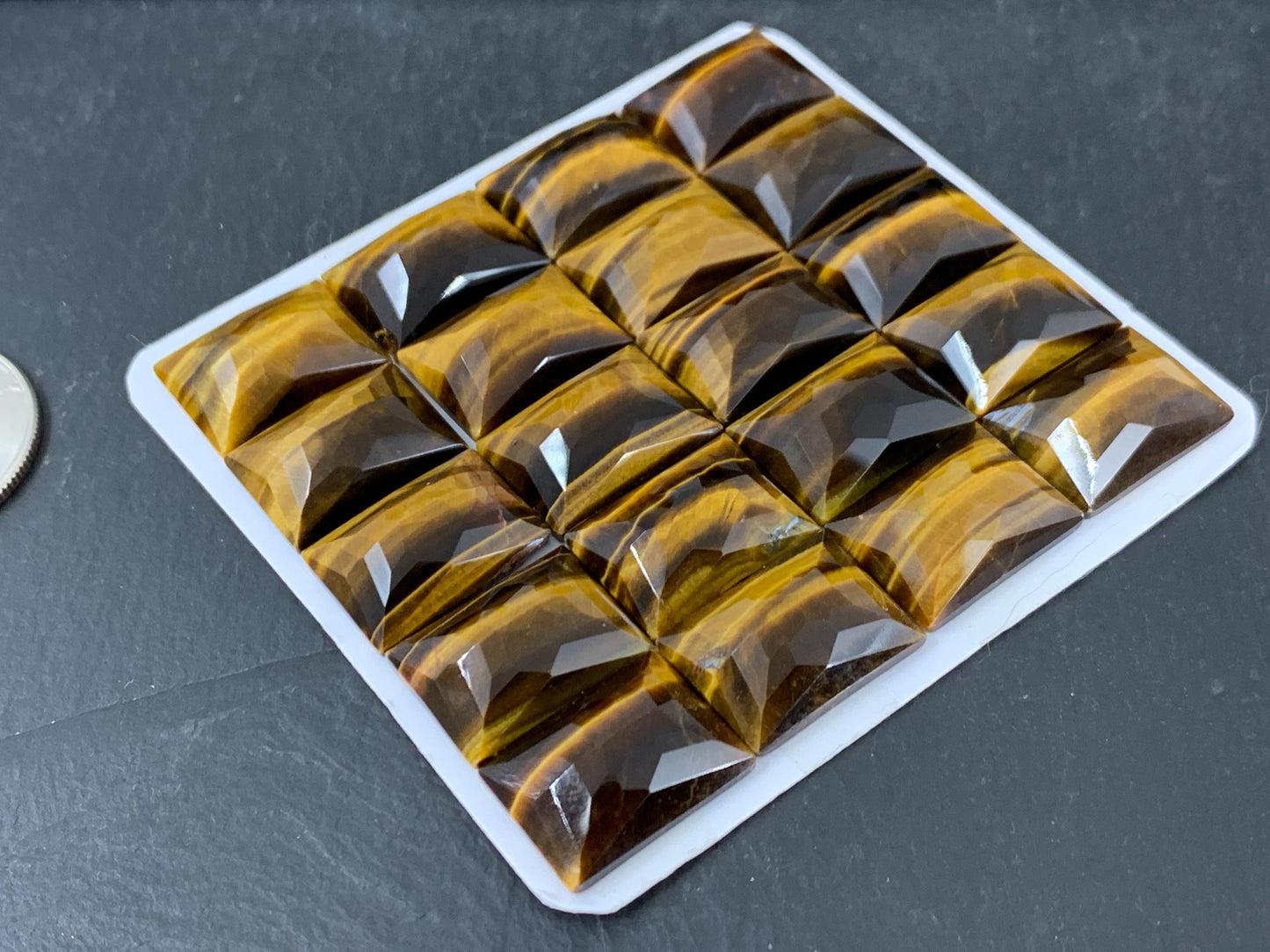 Faceted Tiger Eye Rectangle Cabochon 13x18mm - Calibrated Gemstone