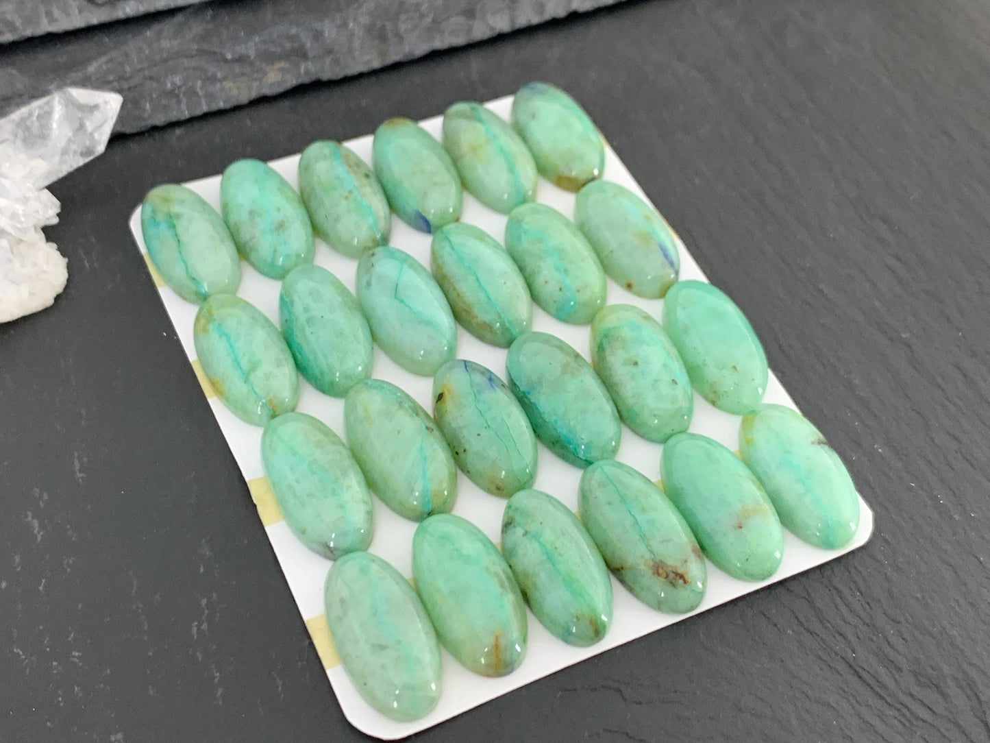 Chrysocolla Quartz oval 10x20mm cabochon - Calibrated cabochons