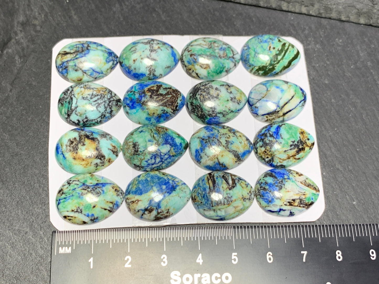 Azurite pear 15x20mm cabochon - Calibrated cabochons