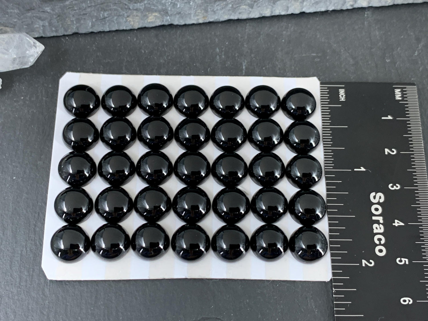 Black Agate round 10mm cabochon - Calibrated cabochons