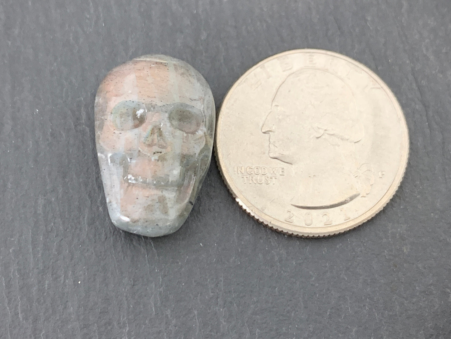 Labradorite Skull Cabochon - Natural Blue Flash Stone, Hand Cut Skulls, Unique Gemstone Art