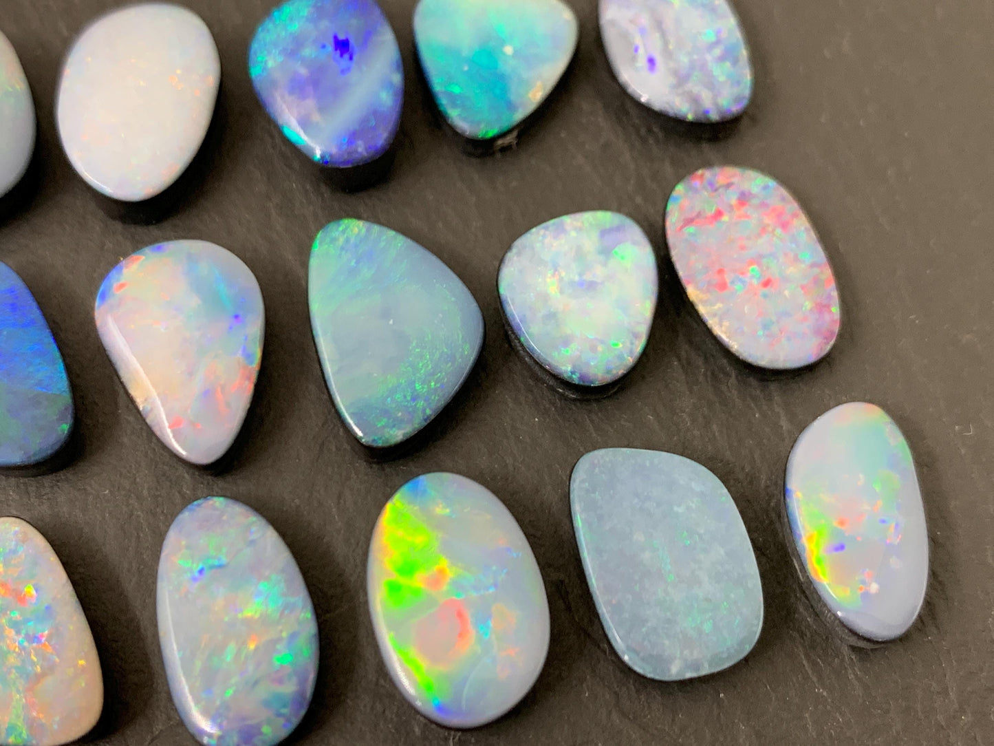 Australian Opal doublet 11-14mm long cabochon