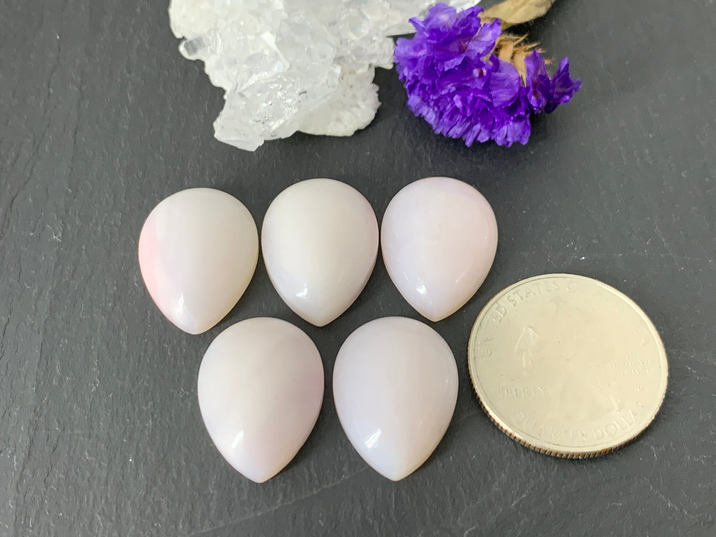 Pink Opal pear 15x20mm cabochon - Calibrated cabochons