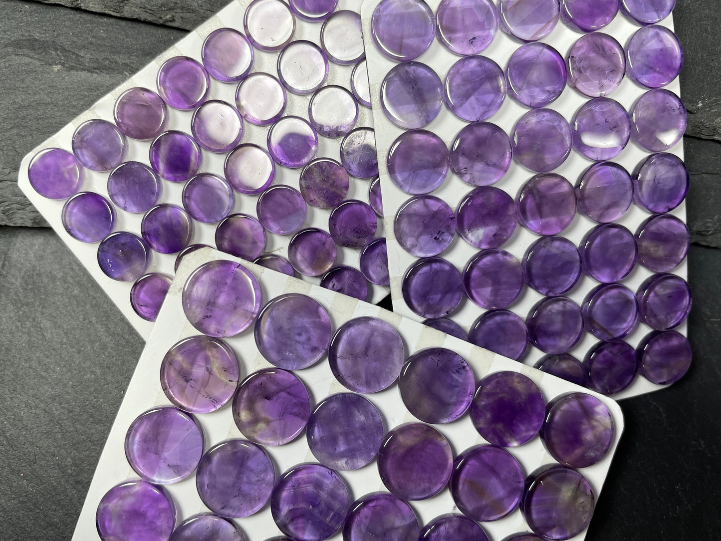 Flat Amethyst round 8mm, 10mm, 12mm cabochon - Calibrated cabochons