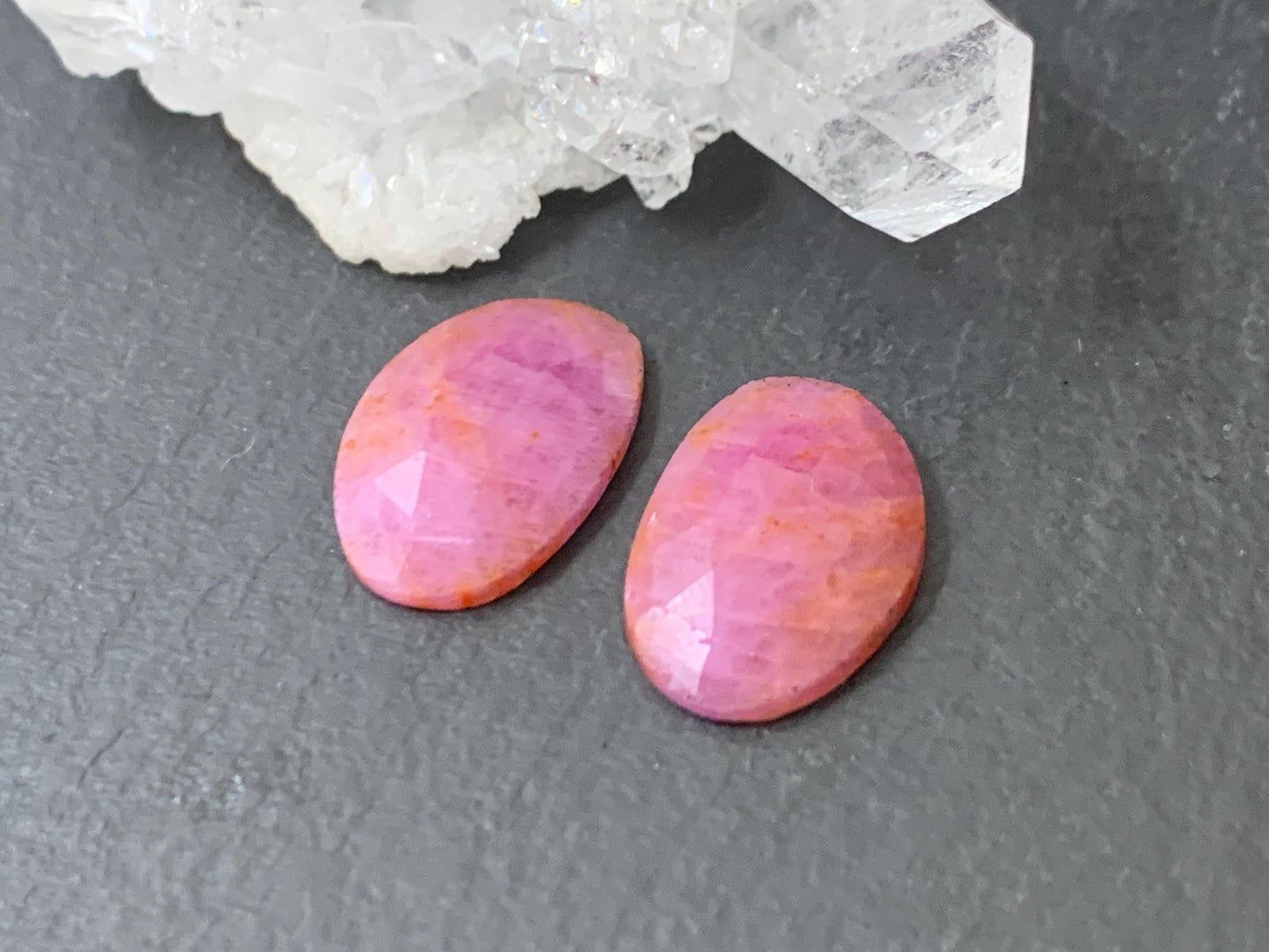 Faceted Ruby pair 10x15x3mm cabochon