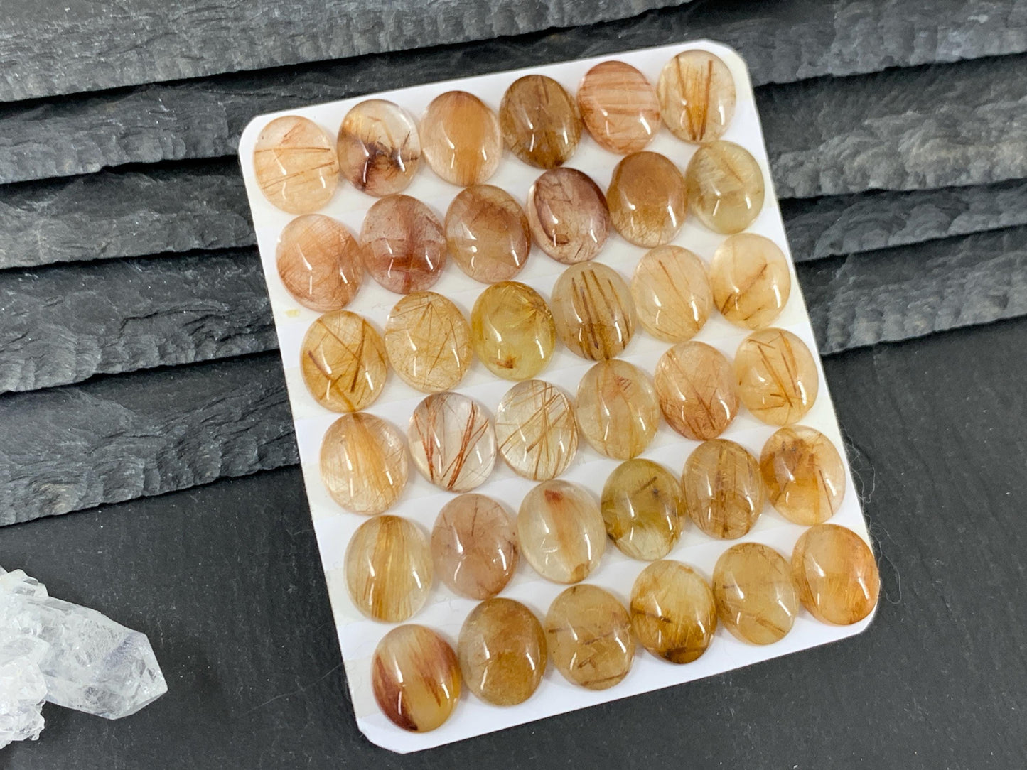 Rutilated Quartz oval 10x12mm cabochon - Calibrated cabochons