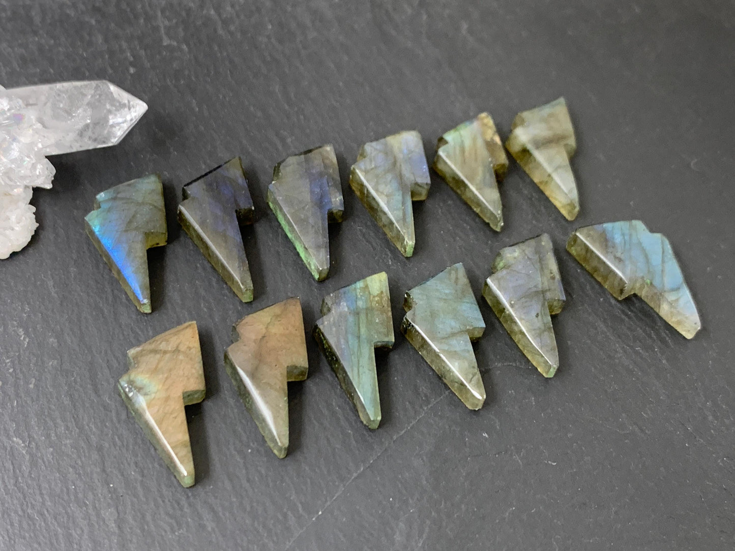 Labradorite lightning bolt 12x19mm cabochon