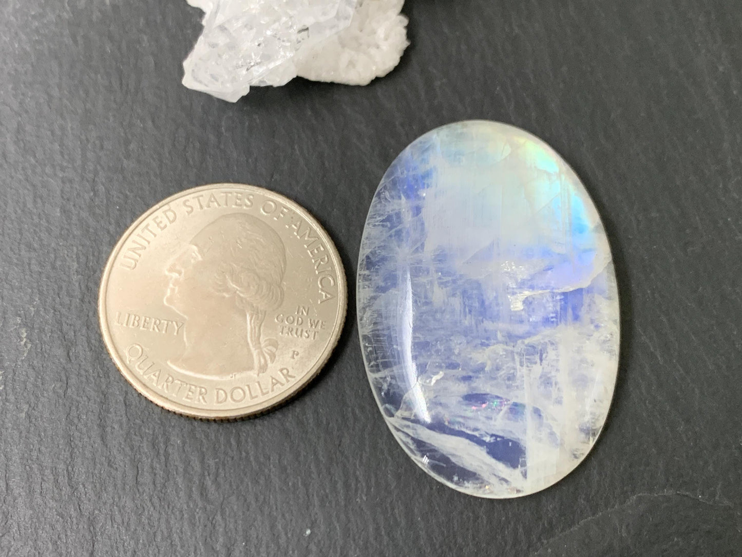 Rainbow Moonstone 38x25x7mm cabochon