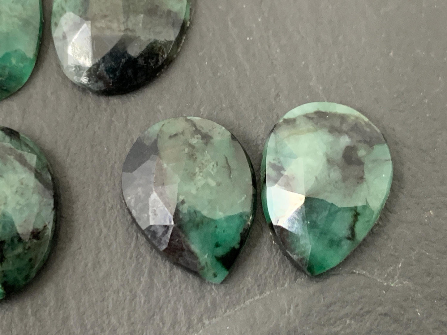 Faceted Emerald Pair 13-15mm long cabochons- Select your pair | W222-3