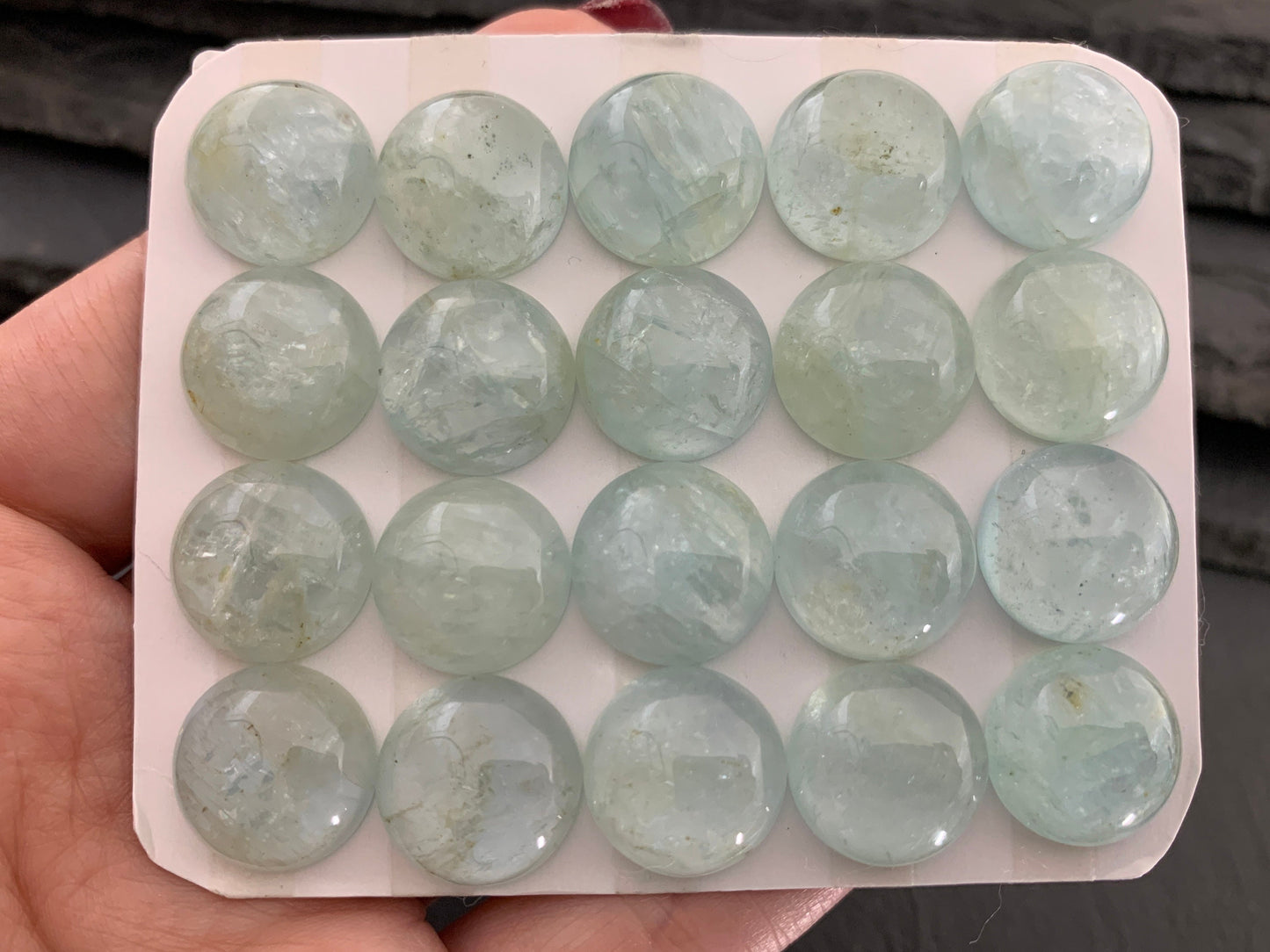 Aquamarine round 15mm cabochon - Calibrated cabochons