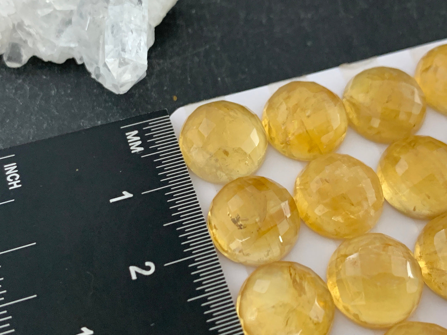Faceted Citrine round 12mm cabochon - Calibrated cabochons