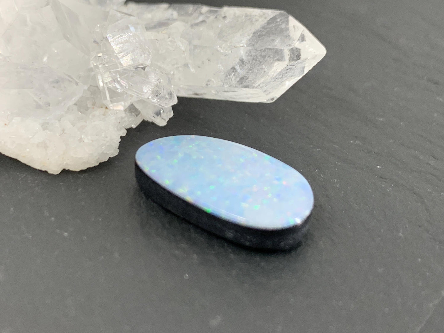 Australian Opal doublet 9x17x4mm cabochon