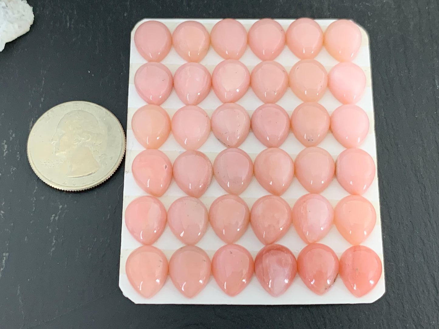 Pink Opal pear 10x12mm cabochon - Calibrated cabochons