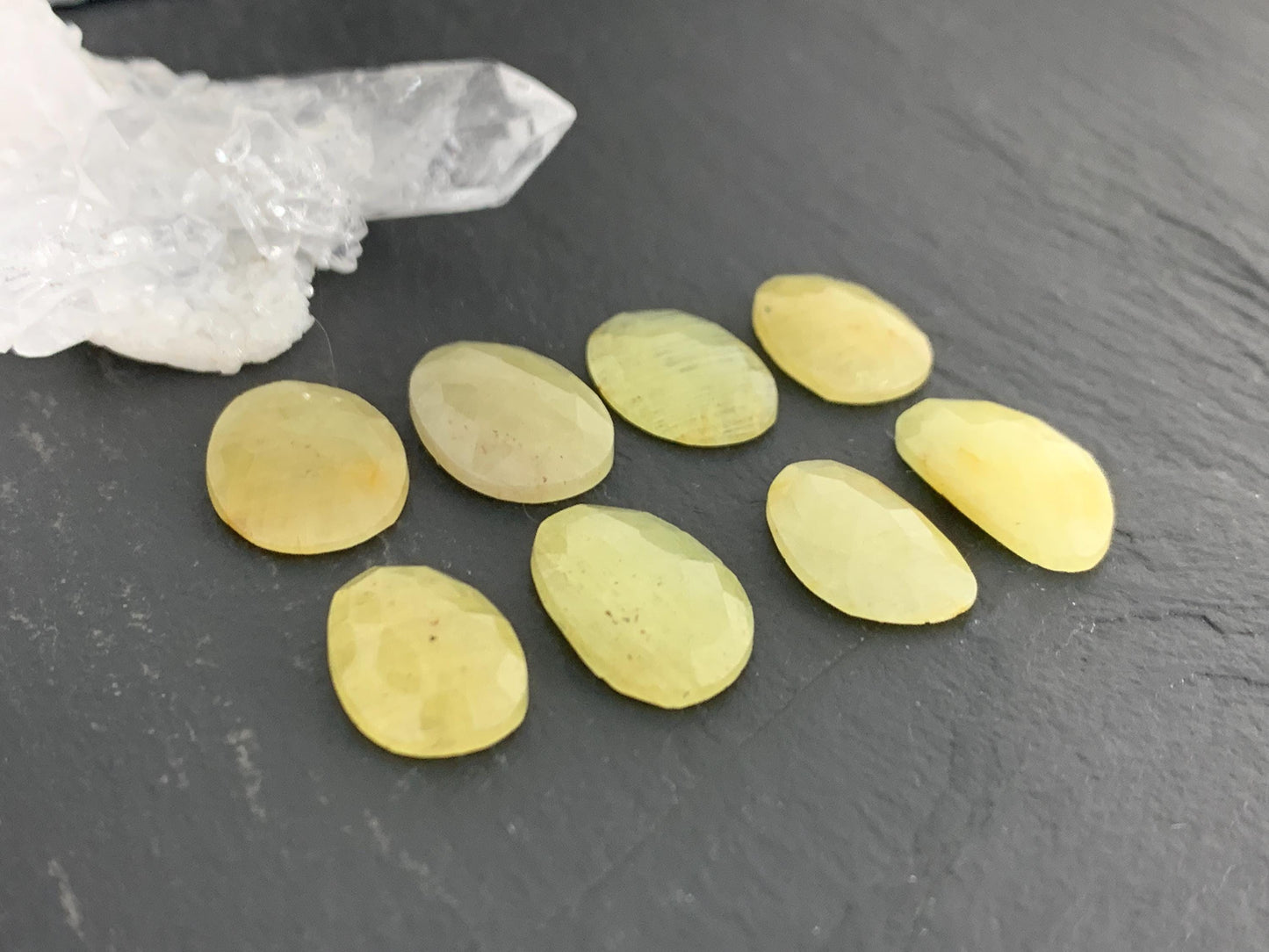 Faceted Yellow Sapphire 11x15x2.5mm cabochon