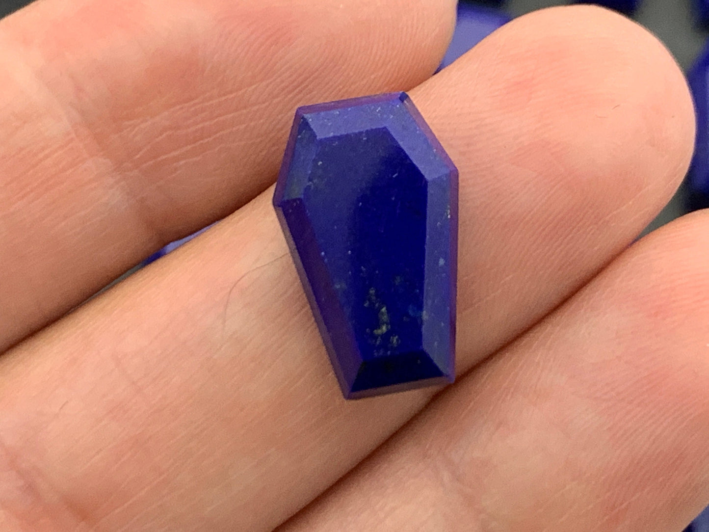 Faceted Lapis Lazuli coffin 10x16mm cabochon
