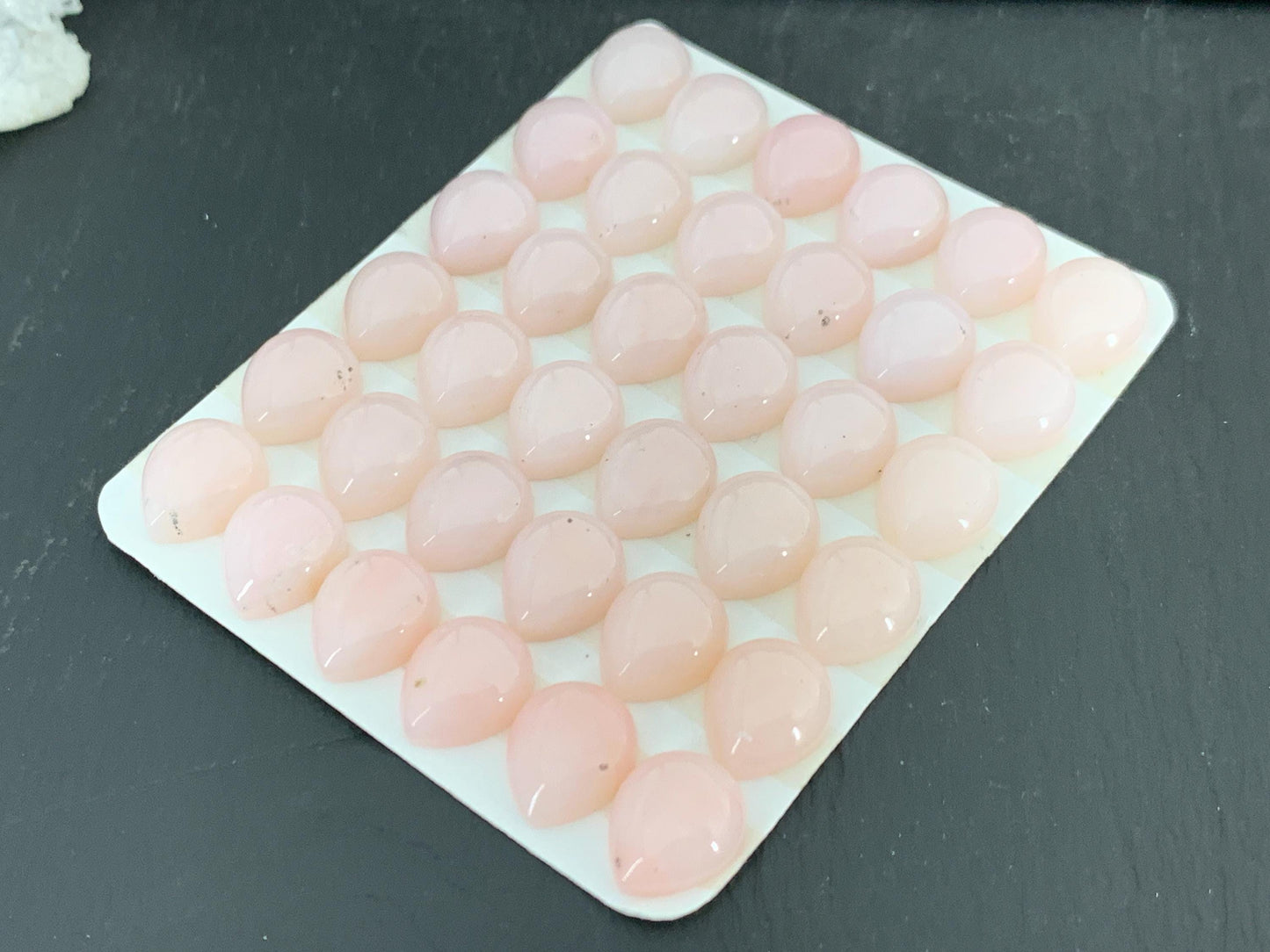 Pink Opal pear 10x12mm cabochon - Calibrated cabochons/ Light pink