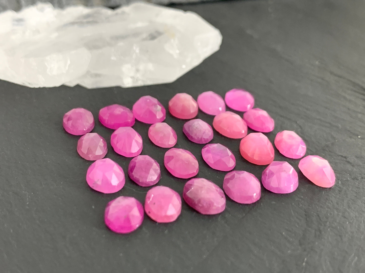 Faceted Pink Sapphire oval 6x8mm cabochon - Light pink