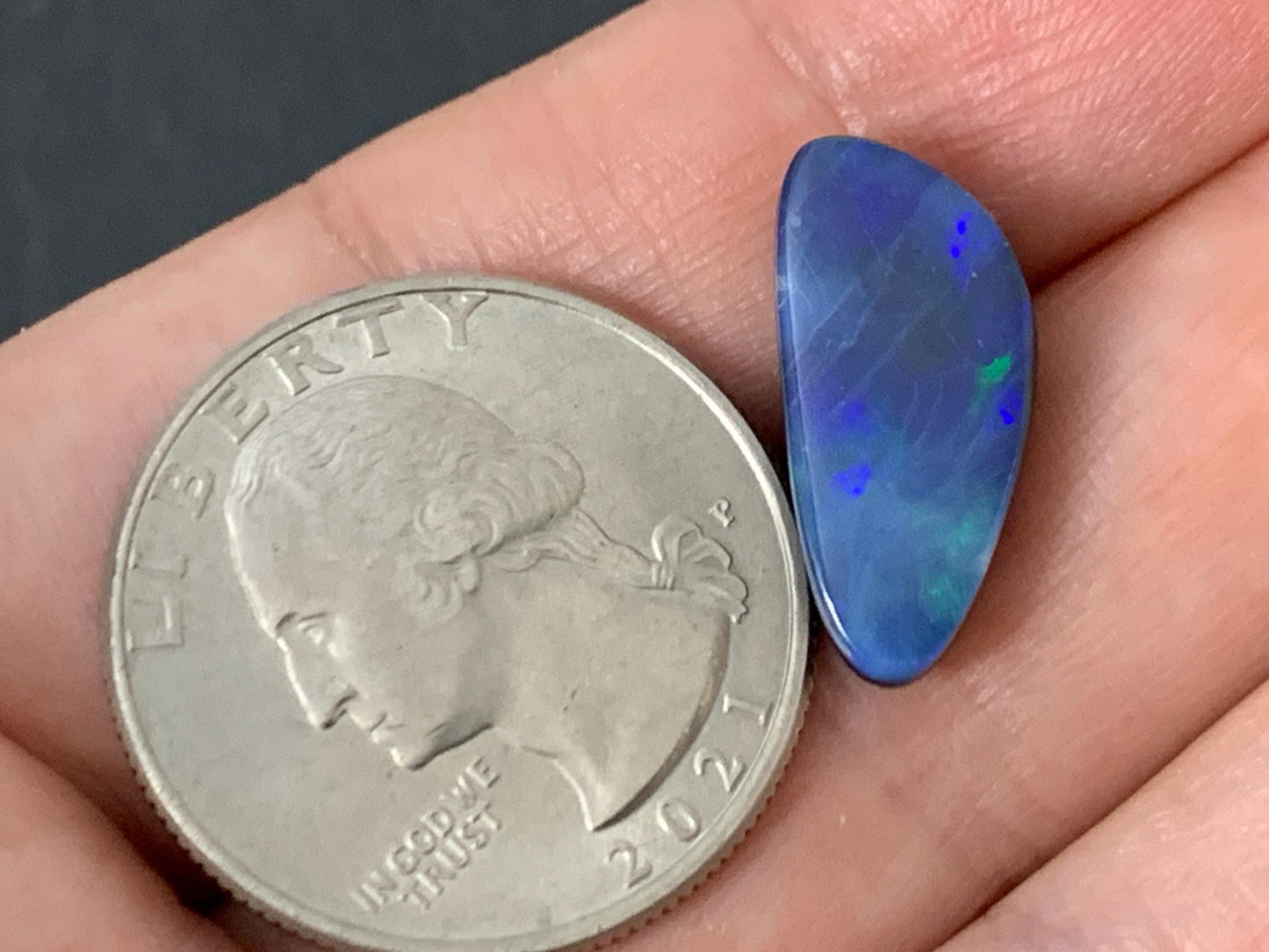 Australian Opal doublet 9x19x4mm cabochon