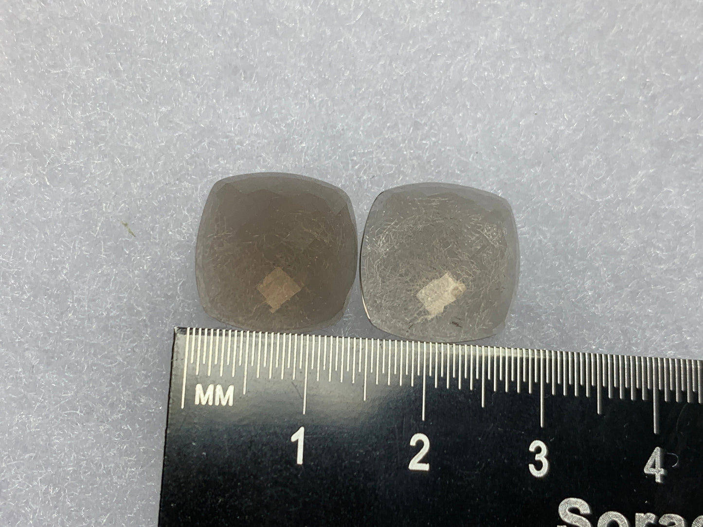 Faceted Smokey Quartz square cushion 14x14mm cabochon - Calibrated cabochons