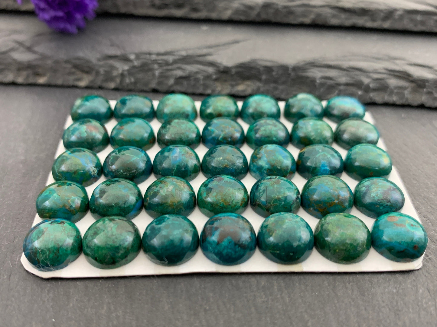 Chrysocolla round 10mm cabochon - Calibrated cabochons