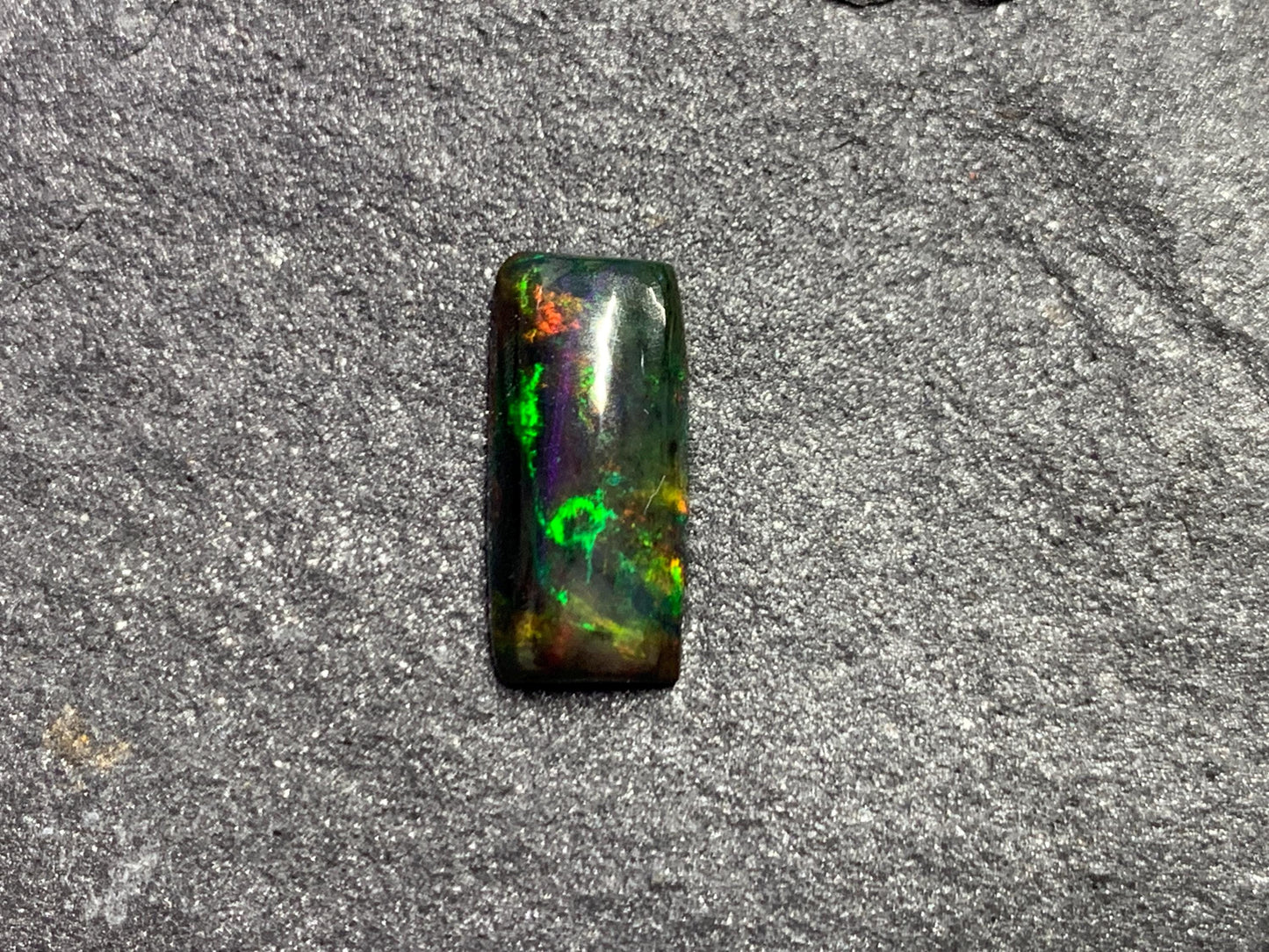 Black Ethiopian Opal rectangle 6x13x3mm cabochon