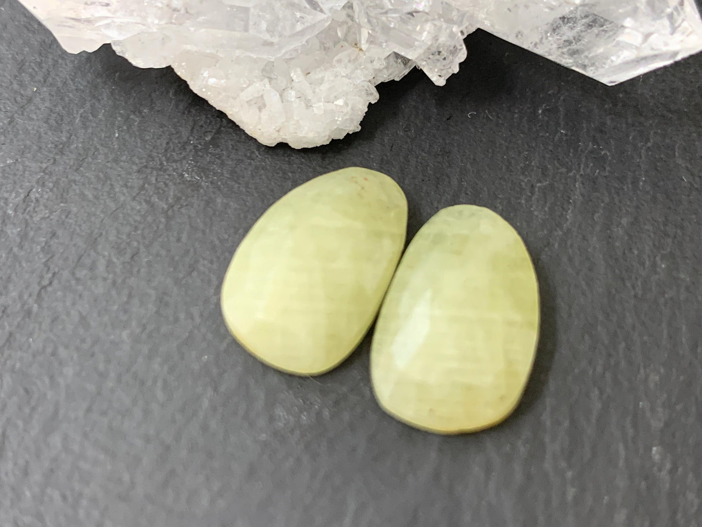 Faceted Yellow Sapphire pair 9x14x4mm cabochon