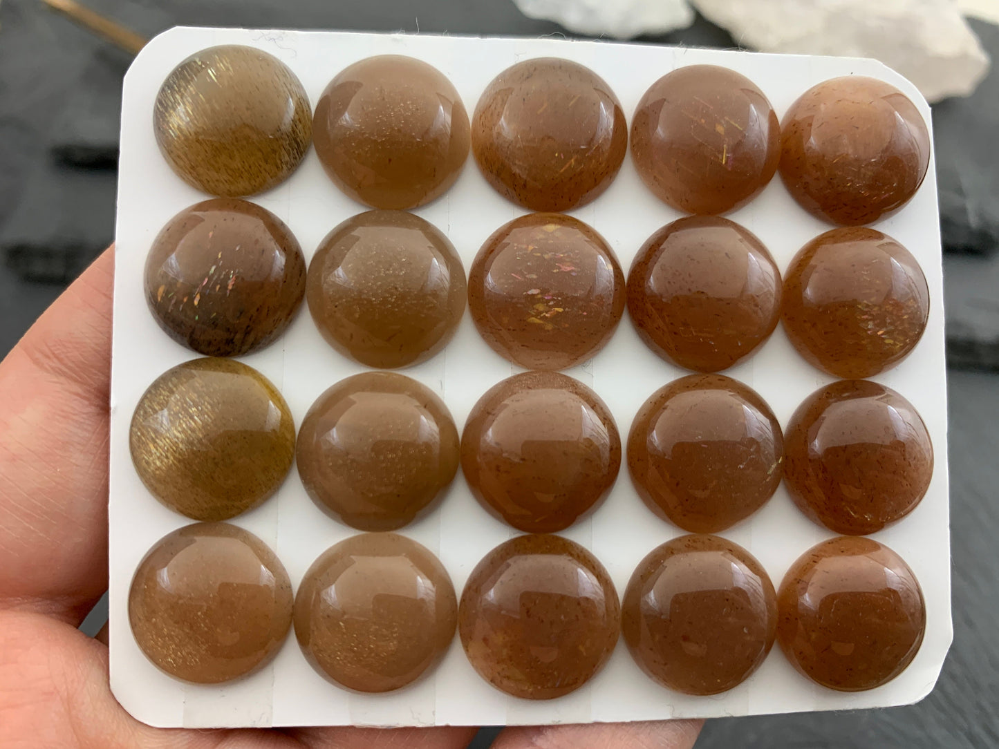 Gold SunStone round 15mm cabochon | Calibrated Cabochons | Natural Sunstone