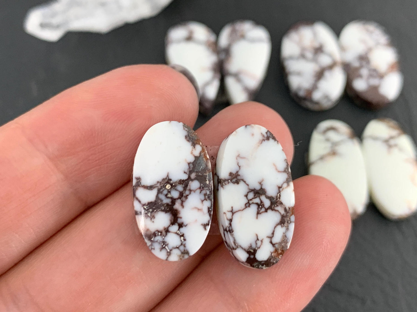 Wild Horse Jasper 19-22mm long cabochon pair