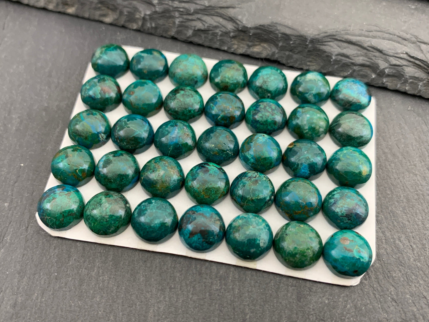 Chrysocolla round 10mm cabochon - Calibrated cabochons