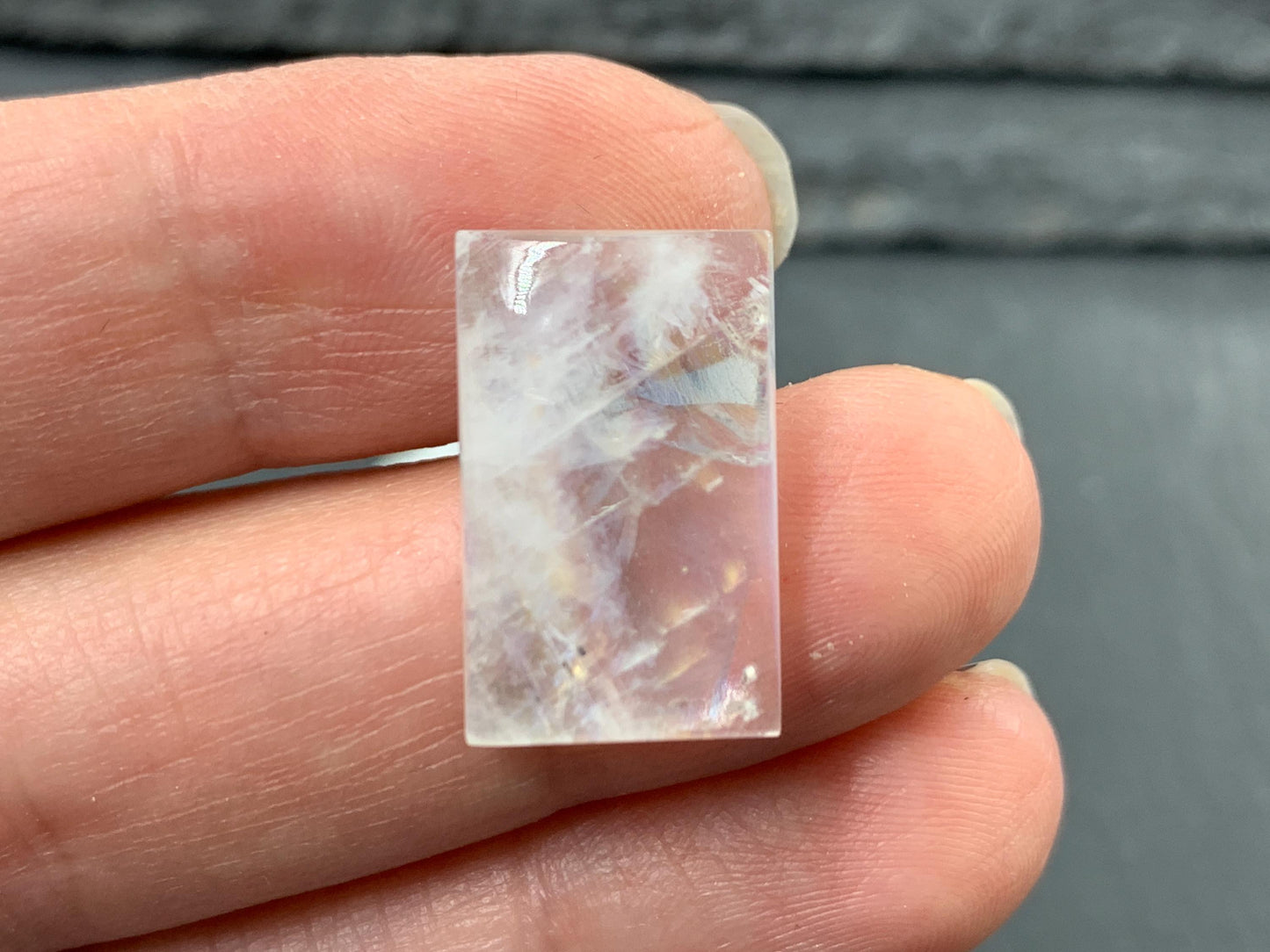 Rainbow Moonstone rectangle 19x12x5mm cabochon