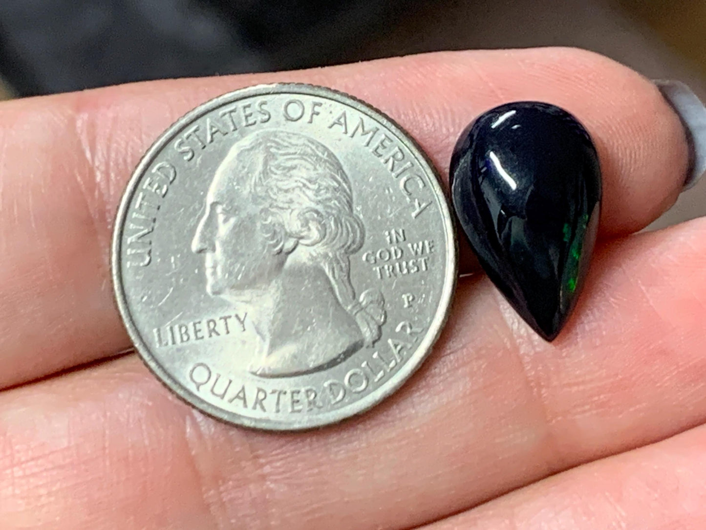 Natural Ethiopian Black Opal 10x16x5mm cabochon