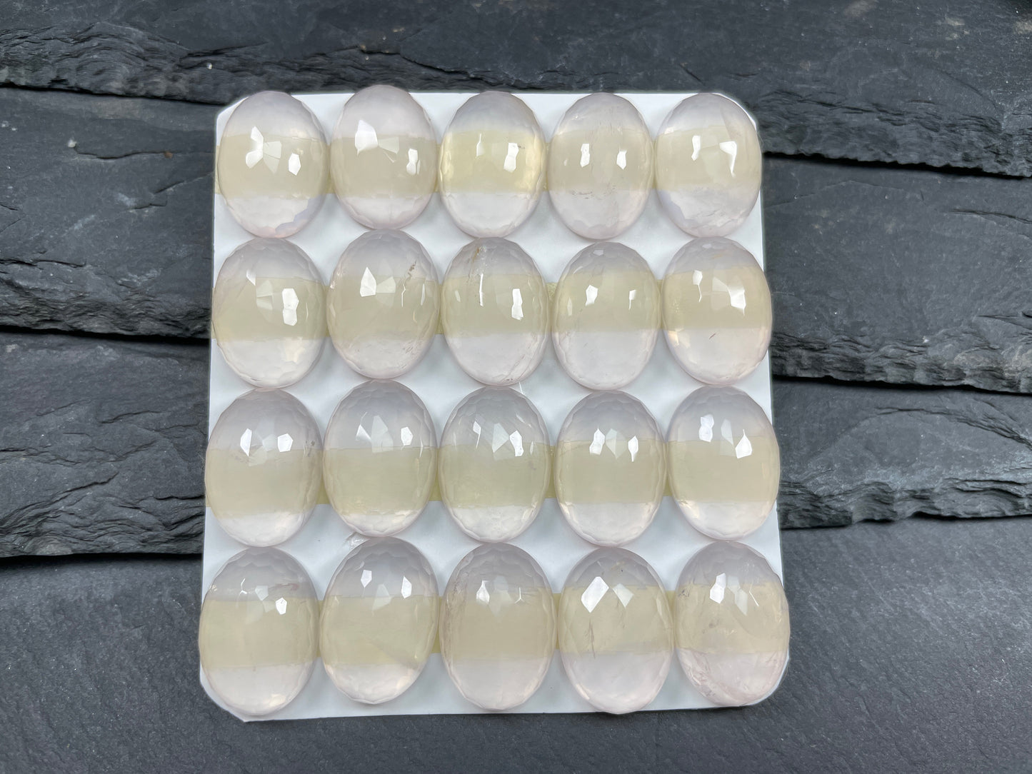 Faceted Rose Quartz oval 13x18mm Cabochon- Calibrated cabochons