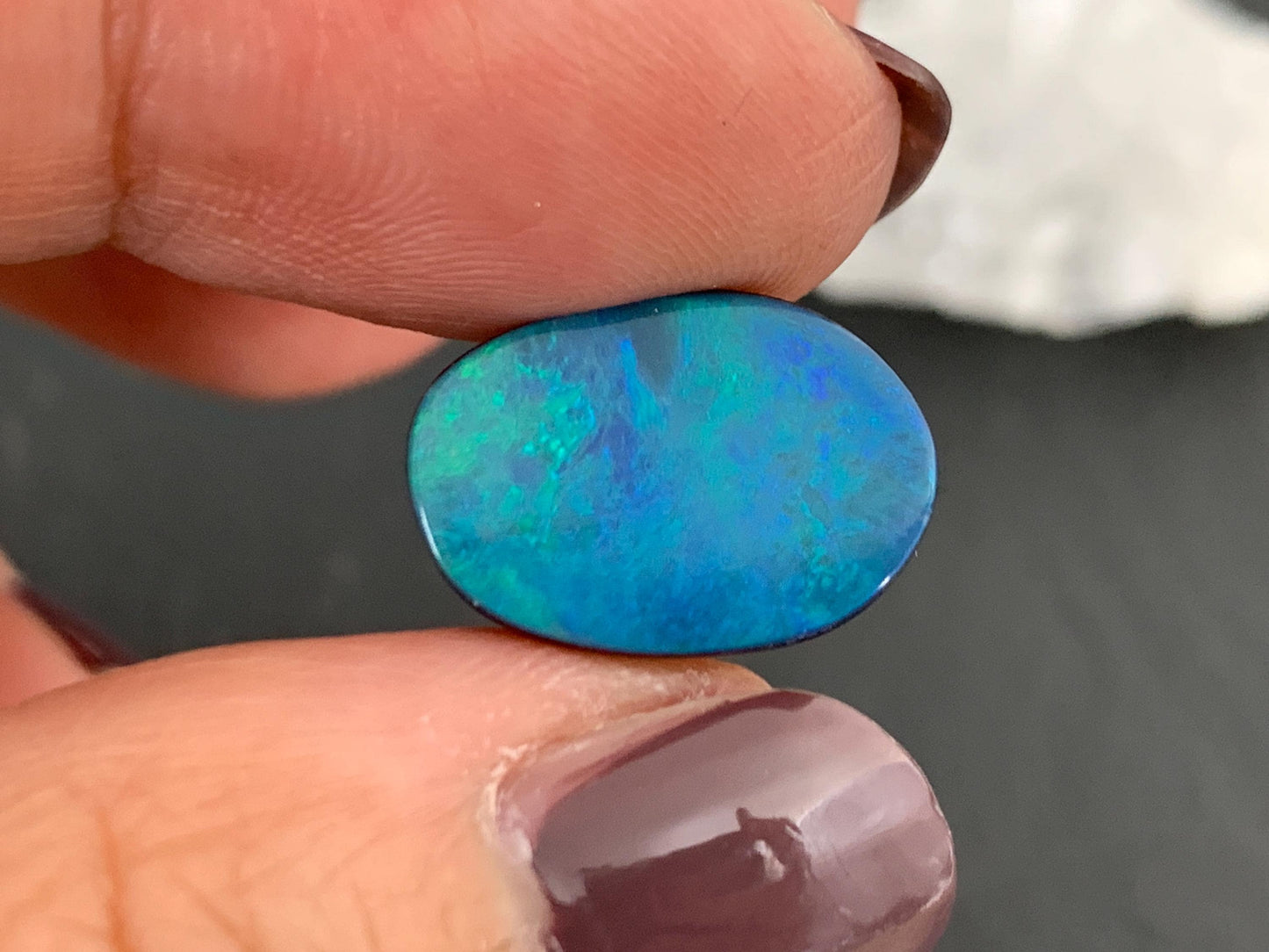 Australian Opal doublet 11x15x4mm cabochon