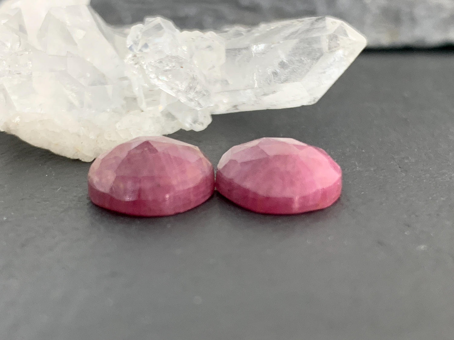 Faceted Ruby pair 10x12x4mm cabochon
